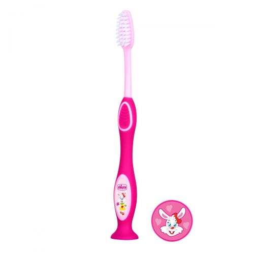 치코 Chicco - Travel Brush Set: Tooth Brush + Paste + case + Cup, Pink