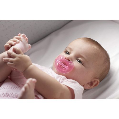 치코 Chicco PhysioForma 100% Soft Silicone One Piece Pacifier for Babies 0-6 Months, Pink, Orthodontic Nipple, BPA-Free, 2-count in Sterilizing Case