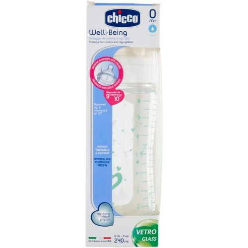 치코 Chicco Baby Bottle and Glass Wellbeing Silicon Unisex 240ml + 0Mesi