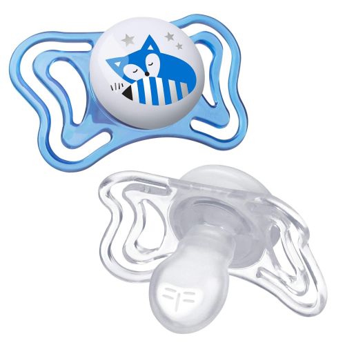 치코 Chicco PhysioForma Light Day & Night including Glow In Dark Pacifier for Babies 6-16m, Blue, Orthodontic Nipple, BPA-Free, 2-count In Sterilizing Case