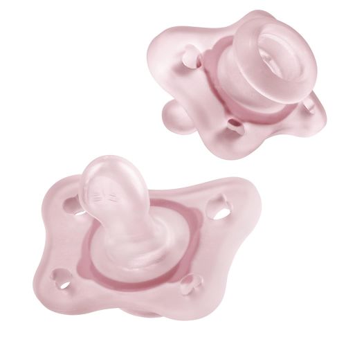 치코 Chicco PhysioForma Silicone Mini Pacifier in Pink for Babies 0-2m, Orthodontic Nipple, BPA-Free, 2-Count in Sterilizing Case