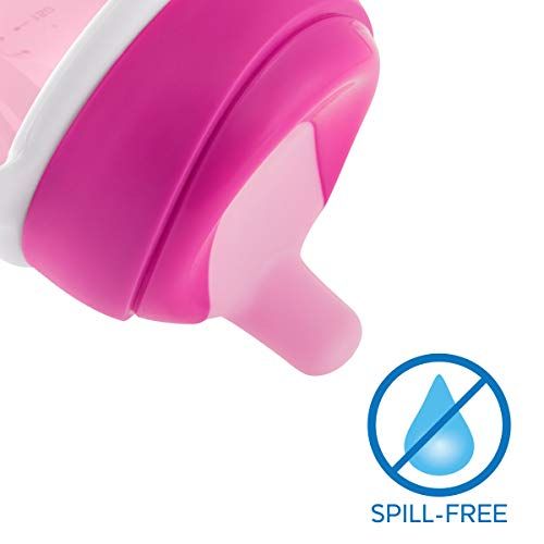 치코 Chicco Semi-Soft Spout Spill Free Baby Trainer Sippy Cup, 6 Months, Pink/Purple, 7 Ounce (Pack of 2)