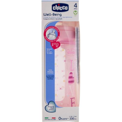 치코 Chicco Baby Bottle Wellbeing Colored Polypropylene and Silicon Model 330ml + 4Mesi