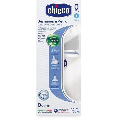 치코 Chicco Baby Bottle and Glass Wellbeing Silicon Unisex 150ml + 0Mesi