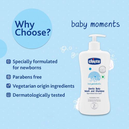 치코 Chicco Baby Moments Gentle Body Wash and Shampoo (500ml)