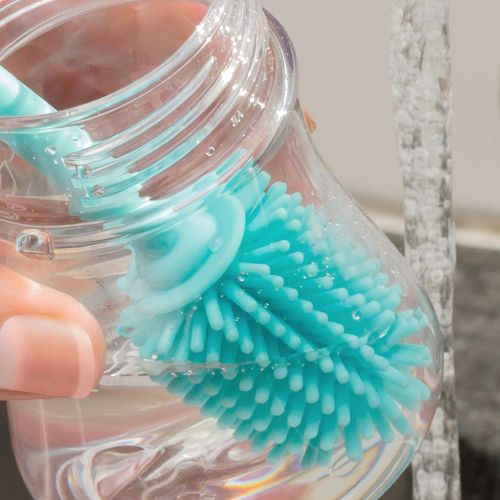 치코 Chicco Silicone Bottle Brush 9.5 Long, BPA-Free, Comfort Grip Handle, Dishwasher & Sterilizer Safe - Teal