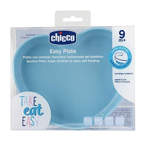 치코 Chicco Easy Plate Silicone Heart Shaped Plate Teal