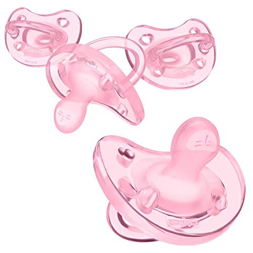 치코 Chicco PhysioForma 100% Soft Silicone One Piece Pacifier for Babies 0-6m, Orthodontic Nipple, BPA-Free, 4-Count with a Sterilizing Case