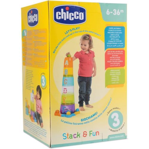 치코 Chicco Super Tower Stackable ? Vertical Puzzle 62 cm High and Fun Nesting Pieces ? Includes 6 Colourful Balls and 6 Stackable Cubes