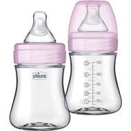 Chicco Duo 5oz. Hybrid Baby Bottle with Invinci-Glass Inside/Plastic Outside 2-Pack with Slow Flow Anti-Colic Nipple - Pink