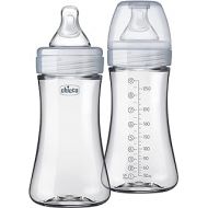 Chicco Duo 9oz. Hybrid Baby Bottle with Invinci-Glass Inside/Plastic Outside 2-Pack with Slow Flow Anti-Colic Nipple - Clear/Grey