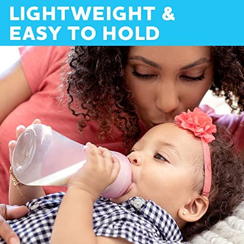 치코 Chicco Duo 9oz. Hybrid Baby Bottle with Invinci-Glass Inside/Plastic Outside 2-Pack with Slow Flow Anti-Colic Nipple - Clear/Grey