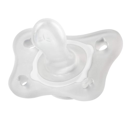 치코 Chicco PhysioForma Silicone Mini Pacifier in Clear for Babies 0-2m, Orthodontic Nipple, BPA-Free, 2-Count in Sterilizing Case