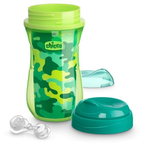 치코 Chicco Insulated Rim Spout Trainer Spill Free Baby Sippy Cup 9oz Teal/Green 12m+ (2pk)