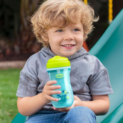 치코 Chicco Insulated Rim Spout Trainer Spill Free Baby Sippy Cup 9oz Teal/Green 12m+ (2pk)