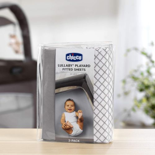 치코 Chicco Lullaby Playard Sheets - Grey Diamond 2-Pack Grey/White