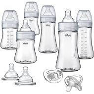 Chicco Duo Deluxe Hybrid Baby Bottle Gift Set with Invinci-Glass Inside/Plastic Outside - Clear/Grey