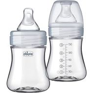Chicco Duo 5oz. Hybrid Baby Bottle with Invinci-Glass Inside/Plastic Outside 2-Pack with Slow Flow Anti-Colic Nipple - Clear/Grey