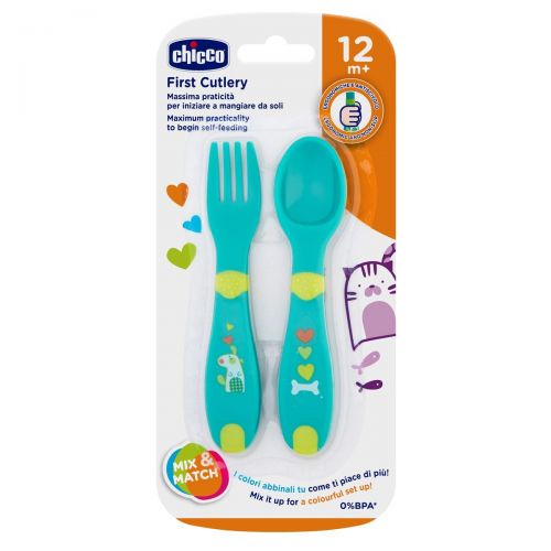  Chicco Baby Self Feeding Cutlery - Non Slip Rounded Finish - Designed in Baby Research CentreOsservatorio