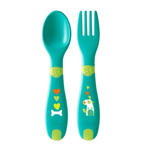  Chicco Baby Self Feeding Cutlery - Non Slip Rounded Finish - Designed in Baby Research CentreOsservatorio