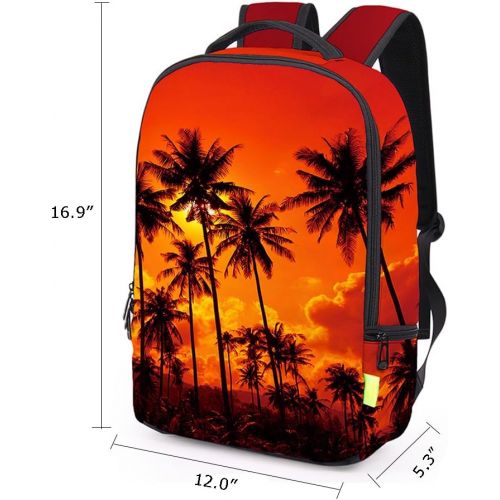  Chiclinco 3D Palm Tree Backpack Slim Back to School Beach Backpacks Travel Laptop Rucksack Daypack (Gradient)