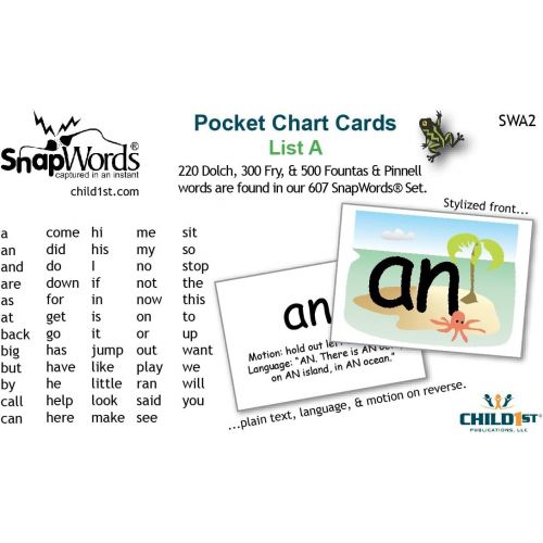  [아마존베스트]Child1stPublications SnapWords List A Pocket Chart Cards - Sight Words