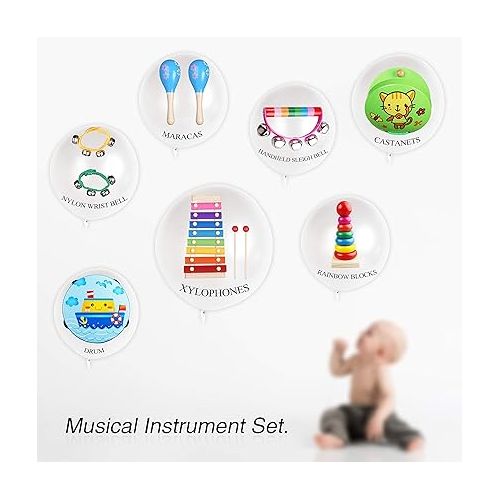  Kids Musical Instruments For Toddlers,Baby Musical Toys For Toddlers,Kid Toys For Girl Gifts,First Birthday Gifts For Boys,Kids Xylophone,Maracas For Baby,Wooden Instruments Toddler Toys With Bag