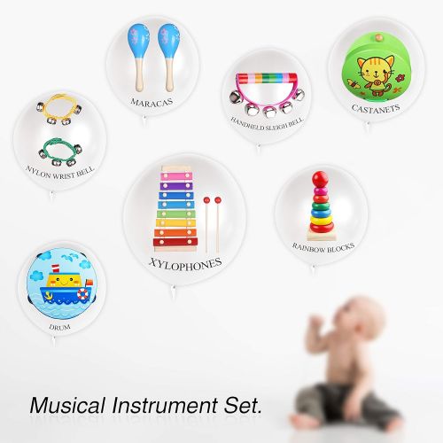  [아마존베스트]Childom Kids Musical Instruments Musical Instruments Wood Xylophone for Kids Children, Child Wooden Music Shakers Percussion Instruments Tambourine Birthday Gifts Present with Carr