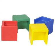 [아마존베스트]Children’s Factory Cube Chairs, 15” by 15” by 15” (Set of 4)  Bright Primary Colors  Versatile - Use as a Low or High Chair, Table and Adult Seat  Durable and Lightweight  Indo