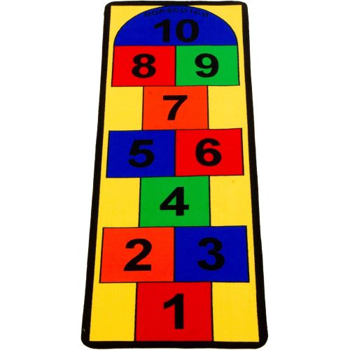  Learning Carpets Hopscotch Play Carpet, 79” by 26”  Play the Classic Game Indoors or Outdoors  Durable Skid-Proof Backing  Soil and Stain Resistant  Bright and Colorful Hopscot