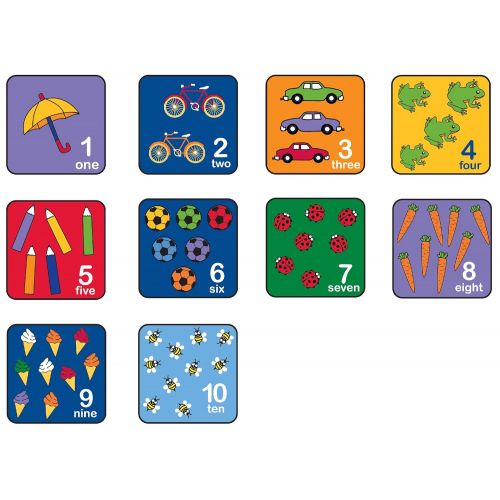  Learning Carpets - CPR735 Let’s Learn How to Count Seating Squares, 14” by 14” Each (Set of 10)  Fun, Colorful Graphics  Learn to Count from 1-10, Teaches Number Association  Du