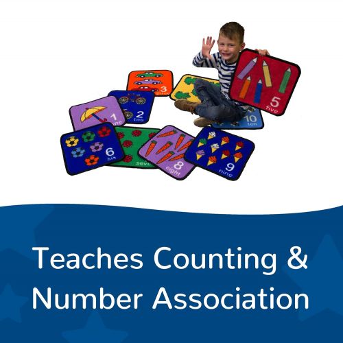  Learning Carpets - CPR735 Let’s Learn How to Count Seating Squares, 14” by 14” Each (Set of 10)  Fun, Colorful Graphics  Learn to Count from 1-10, Teaches Number Association  Du