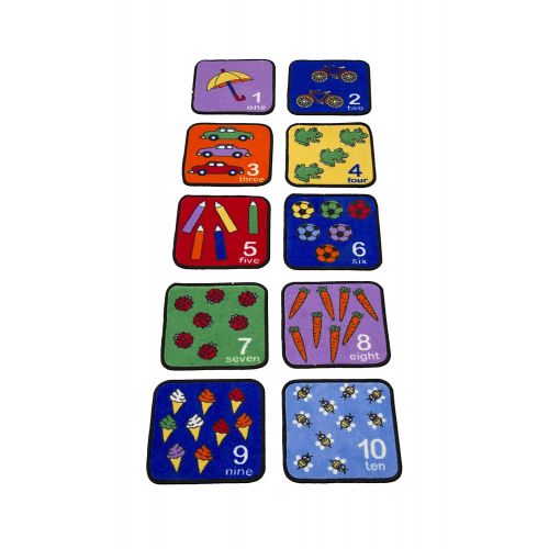  Learning Carpets - CPR735 Let’s Learn How to Count Seating Squares, 14” by 14” Each (Set of 10)  Fun, Colorful Graphics  Learn to Count from 1-10, Teaches Number Association  Du