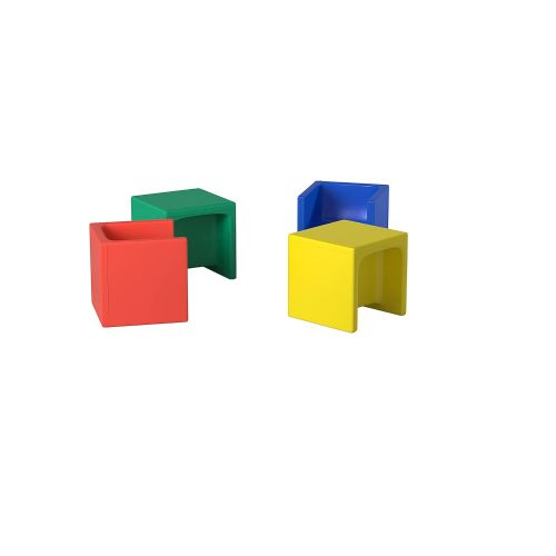  Childrens Factory-CF910-007 Children’s Factory Cube Chairs, 15” by 15” by 15” (Set of 4) Bright Primary Colors Versatile -Use as a Low or High Chair, Tableand Adult SeatDurablea