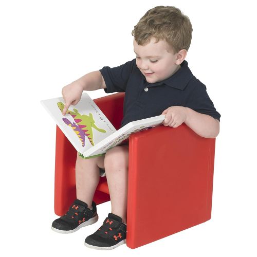  Childrens Factory-CF910-008 Cube Chair for Kids, Flexible Seating Classroom Furniture for Daycare/Playroom/Homeschool, Indoor/Outdoor Toddler Chair, Red,1 set