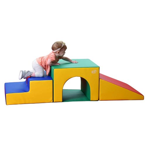  Childrens Factory 3 Piece Over & Under Tunnel Climber, Foam Indoor Toddler/Baby Crawling/Climbing Toys for Playroom/Homeschool/Classroom, Primary