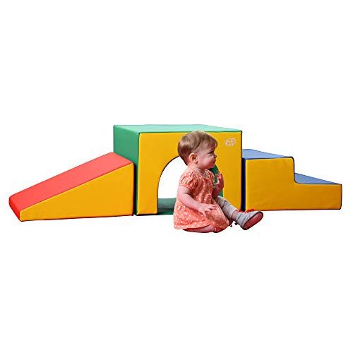  Childrens Factory 3 Piece Over & Under Tunnel Climber, Foam Indoor Toddler/Baby Crawling/Climbing Toys for Playroom/Homeschool/Classroom, Primary