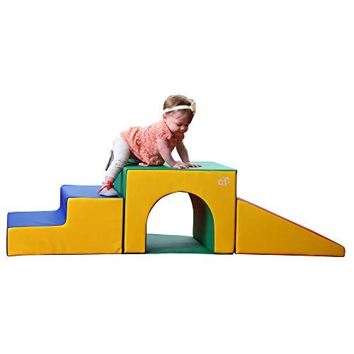  Childrens Factory 3 Piece Over & Under Tunnel Climber, Foam Indoor Toddler/Baby Crawling/Climbing Toys for Playroom/Homeschool/Classroom, Primary