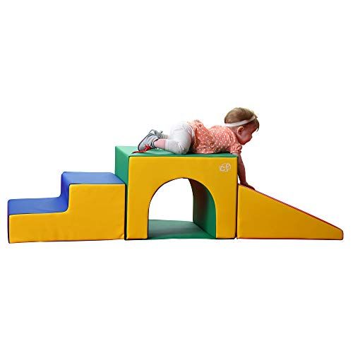  Childrens Factory 3 Piece Over & Under Tunnel Climber, Foam Indoor Toddler/Baby Crawling/Climbing Toys for Playroom/Homeschool/Classroom, Primary