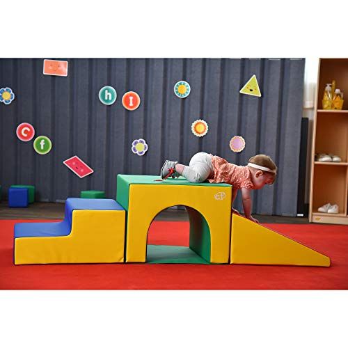  Childrens Factory 3 Piece Over & Under Tunnel Climber, Foam Indoor Toddler/Baby Crawling/Climbing Toys for Playroom/Homeschool/Classroom, Primary