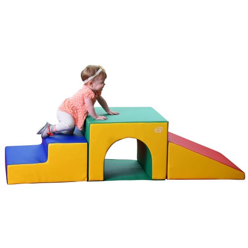  Childrens Factory 3 Piece Over & Under Tunnel Climber, Foam Indoor Toddler/Baby Crawling/Climbing Toys for Playroom/Homeschool/Classroom, Primary
