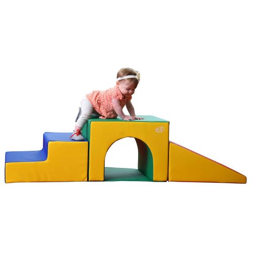  Childrens Factory 3 Piece Over & Under Tunnel Climber, Foam Indoor Toddler/Baby Crawling/Climbing Toys for Playroom/Homeschool/Classroom, Primary