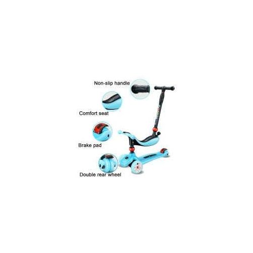  Childrens Scooter Kinder Scooter Mit 3 In 1 Mit PU-Blitzradgriff Hoehenverstellbar Perfekt Fuer 2-12-jahrige Kinder Bei Outdoor-Aktivitaten