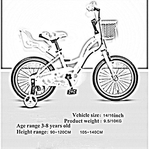  Childrens bicycle ZHIRONG Boys Bicycle and Girls Bike with Training Wheel 14 Inches, 16 Inches Outdoor Outing