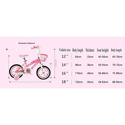  Childrens bicycle ZHIRONG Boys Bicycle and Girls Bike with Training Wheel 12 Inches, 14 Inches, 16 Inches, 18 Inches Childrens Gifts