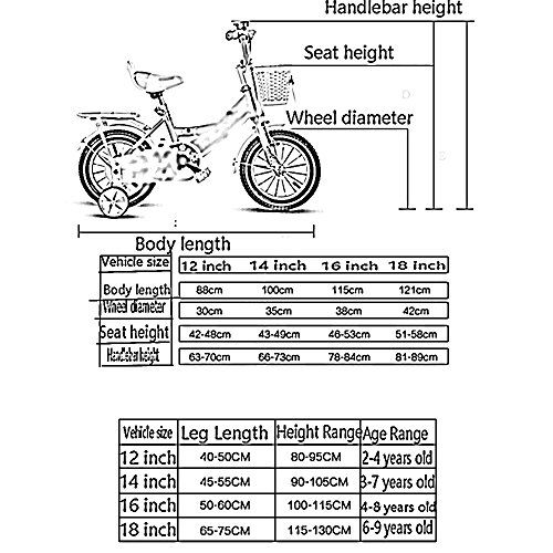  Childrens bicycle ZHIRONG Boys Bicycle and Girls Bike with Training Wheel 12 Inches, 14 Inches, 16 Inches, 18 Inches Childrens Gifts