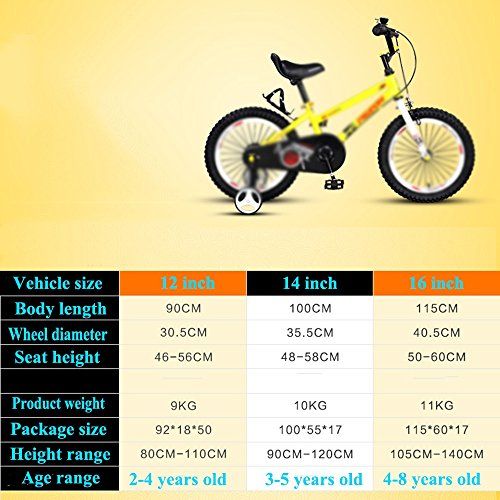 Childrens bicycle ZHIRONG Boys Bicycle and Girls Bike with Training Wheel 14 Inches, 16 Inches Outdoor Outing