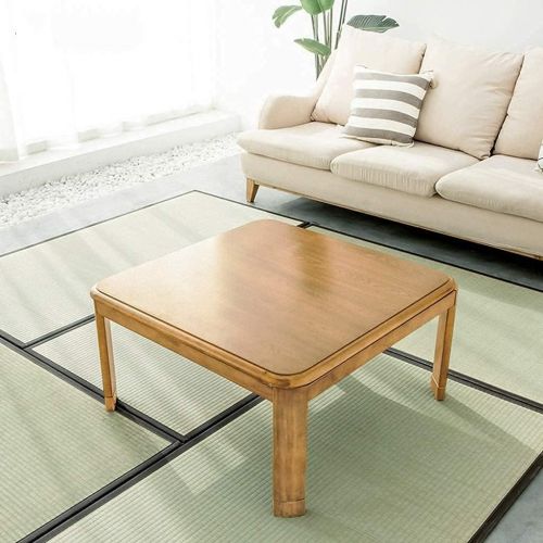  Chilechuan Heating Table Tatami kotatsu Table, kotatsu Table with Heater and Blanket Table, Winter kotatsu Wood Heating Stove 4 Piece Set Green (Size : 80x80cm) (Color : Green, Siz