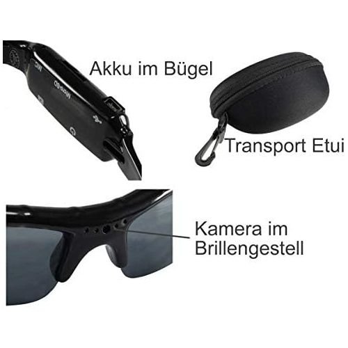  [아마존베스트]ChiliTec Sunglasses with Camera CT-Glass FHD Video Full HD 1920 x 1080p Rechargeable Battery I Action Camera for Boulder, Biker, Downhill