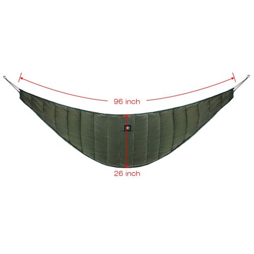  Chill Barbarians Single Hammock Underquilt for Winter, Full Length Ultra-Light Under Quilt Blanket, Outdoor for Camping, Hiking Olive